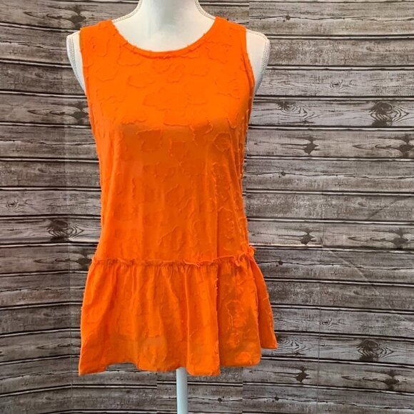 🔥🔥SALE🔥🔥MICHAEL MICHAEL KORS Orange Sleeveless Peplum Tank Top - Picture 2 of 4